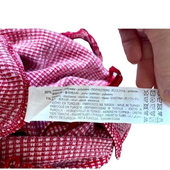 Zara red and white gingham print one piece romper with ruffle straps - Picture 9 of 11